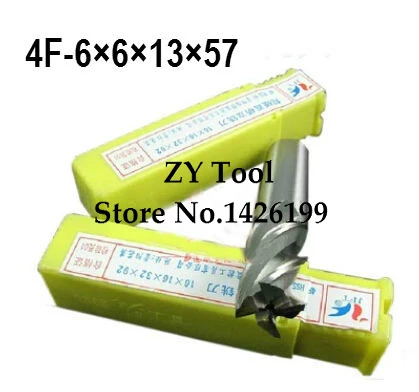 High Quality 10pcs End Mill 6mm four 4 Flute HSS & Aluminium End Mill Cutter CNC Bit, Milling tools,6*6*13*57mm