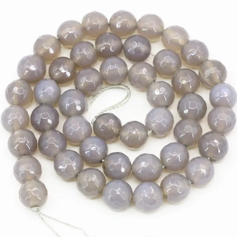 

Factory Price 6 8 10 12mm Round Faceted Gray Agat Beads Natural Stone Loose Beads for Jewelry Making Carnelian Onyx Craft 15inch