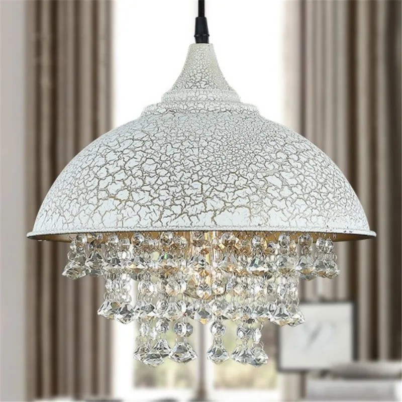 Vintage Loft industrial pendant light white lamp with crystal