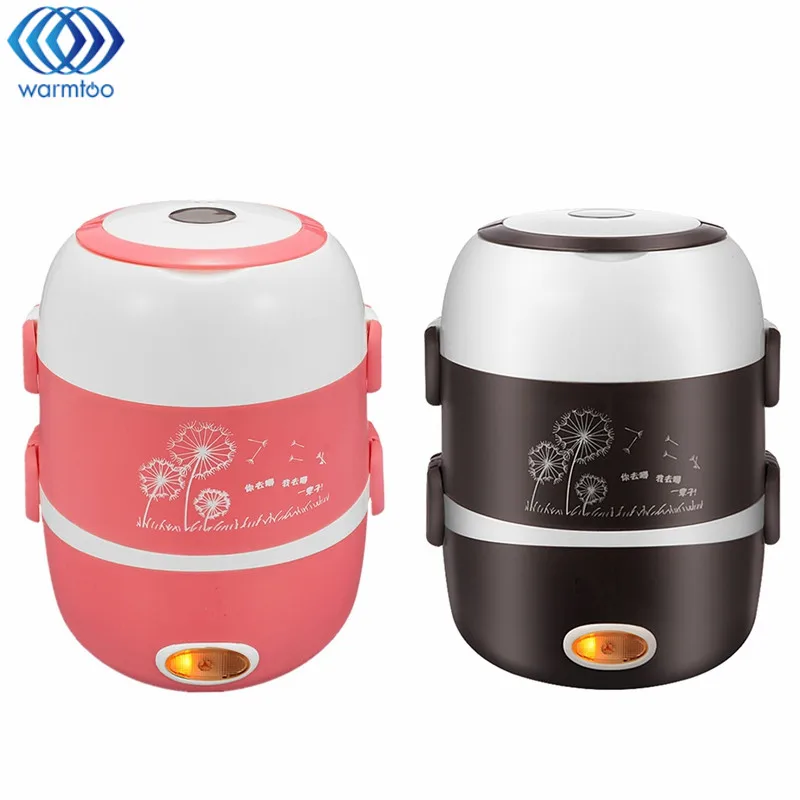 3 Layer Electric Heating Lunch Box 2L Rice Cooker Stainless Steel Liner