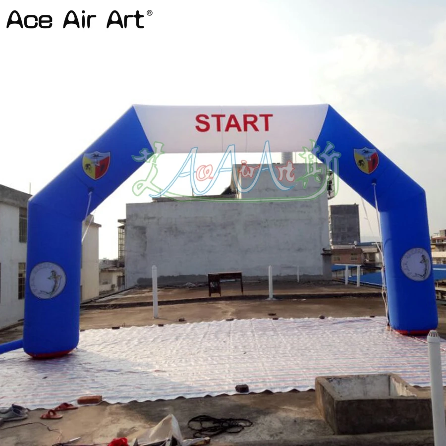 

Blue white square inflatable start finish line goal arch,athletic sport gantry archway with prints for Triathlon by Ace Air Art
