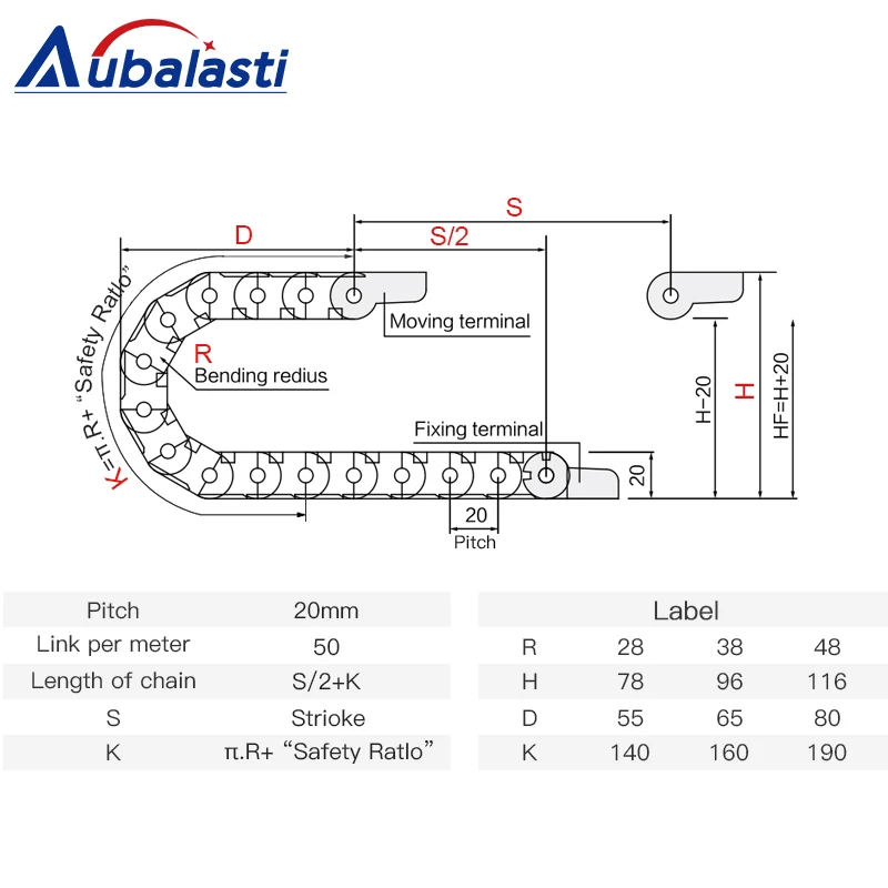 Cable Chain Semi-Enclosed 15*20 30 40 50mm Wire Transmission Carrier Plastic Drag Towline For 3D Printer CNC Engraving Machine