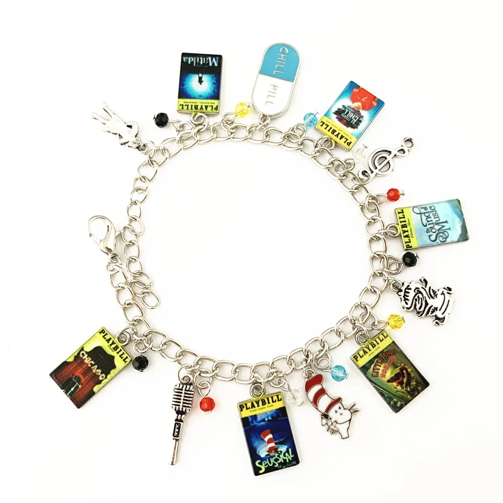 Dr Seuss Matilda Muzyczny Dzwiek Muzyki Charm Bransoletka Broadway Plakat Tagi Wysokiej Jakosci Mala Bizuteria Kobieta Chlopiec Prezent Bransoletki Celebrytki Aliexpress