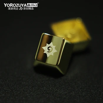 

1pc Golden Metal Key cap for HearthStone Mechanical Keyboard cap R4 height Vacuum electroplating Laser radium carving