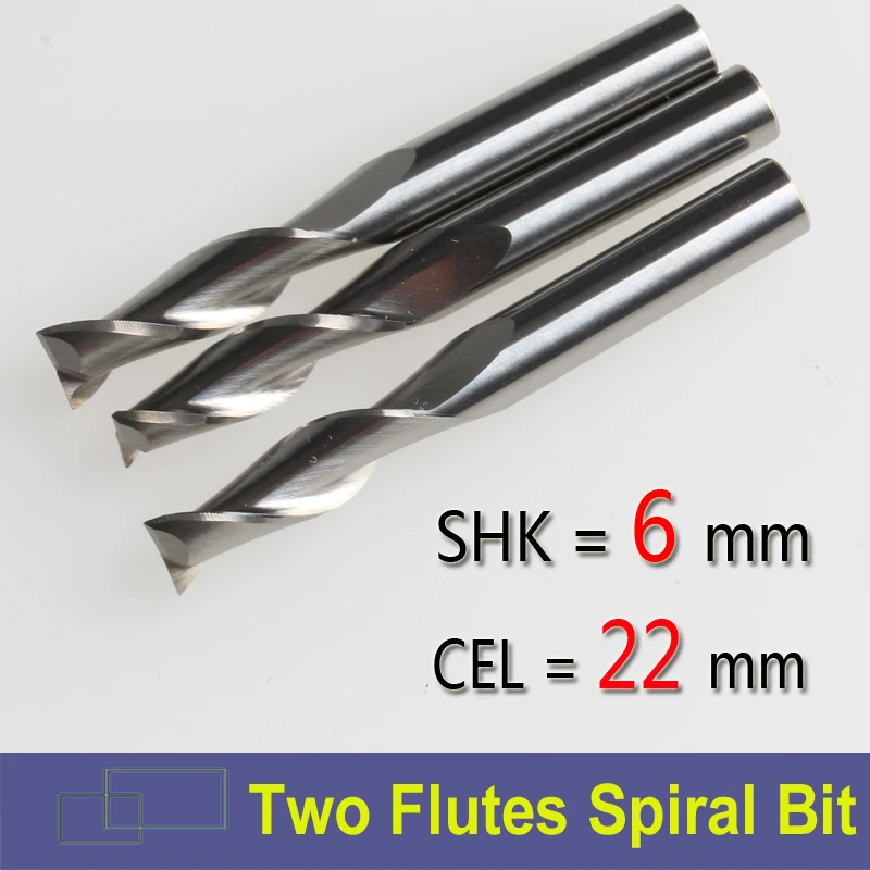 

3pcs Shank 6mm x 22mm Two Flutes Eendmill Cutter For Aluminum Alloy Material Cutting Tools From Factory