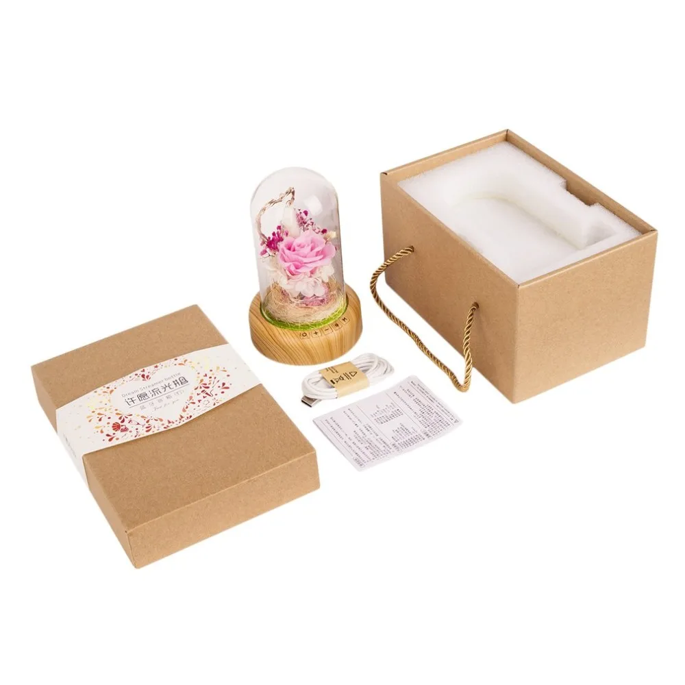 Rose Streamer Bottle Wireless Bluetooth Speaker Rechargeable LED Night Light With Flower in Glass Home Decoration Table Lamp 9