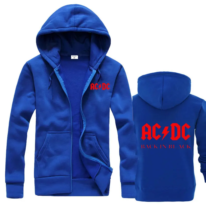 BAIJOE Осенние новые мужские и женские толстовки AC/DC бренд рок графический принт повседневные толстовки хип хоп ZipperFashion с капюшоном Hombre - Цвет: blue red