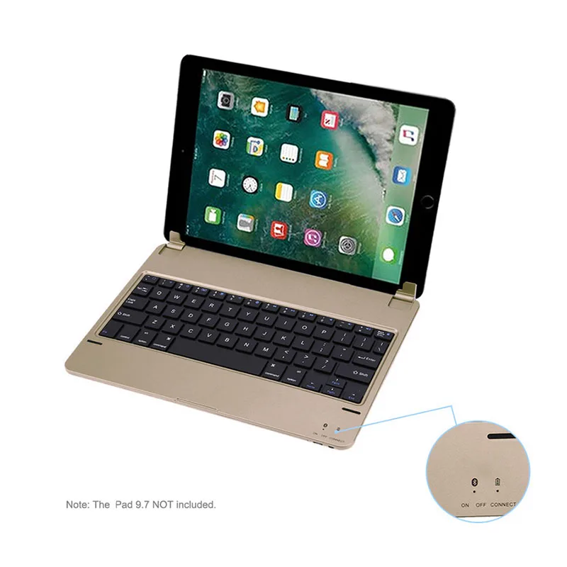 Ультратонкий светильник, беспроводная Bluetooth 3,0 клавиатура с поворотной настольной подставкой, держатель для iPad Pro 9," / iPad Air, клавиатура