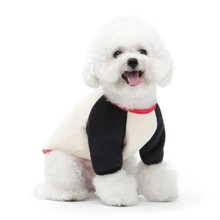 Черно-белая футболка с вышитыми буквами для домашних животных; футболка с реглан для домашних животных