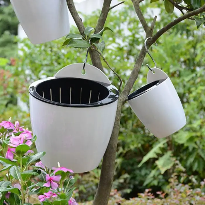 Самополивающийся цветочный горшок настенный резиновый пластиковый круглый горшок прочный для сада, балкона, дома, сада, фонтана