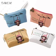 

TAKEM 2018New characters Print coin purse woman printing wallet square Zipper coins bag wallet pouch Short Holder Vintage wallet