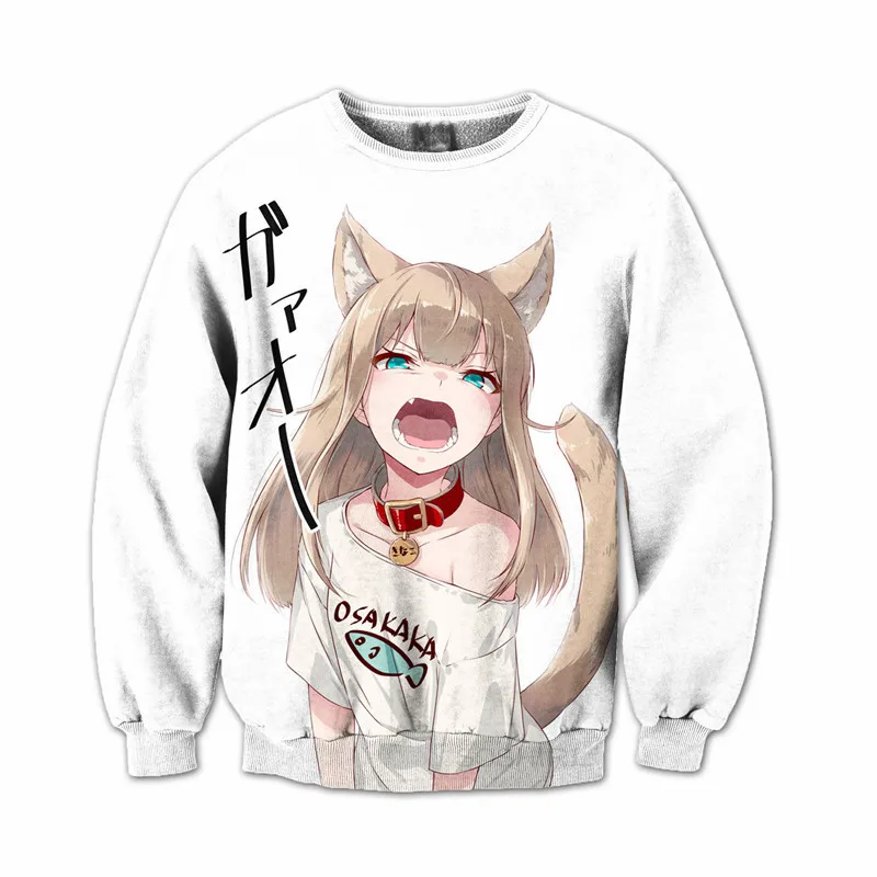 Свитшот для девочек Kawaii Loli Miqo'te and Momoko забавная Аниме Толстовка Розовый пуловер