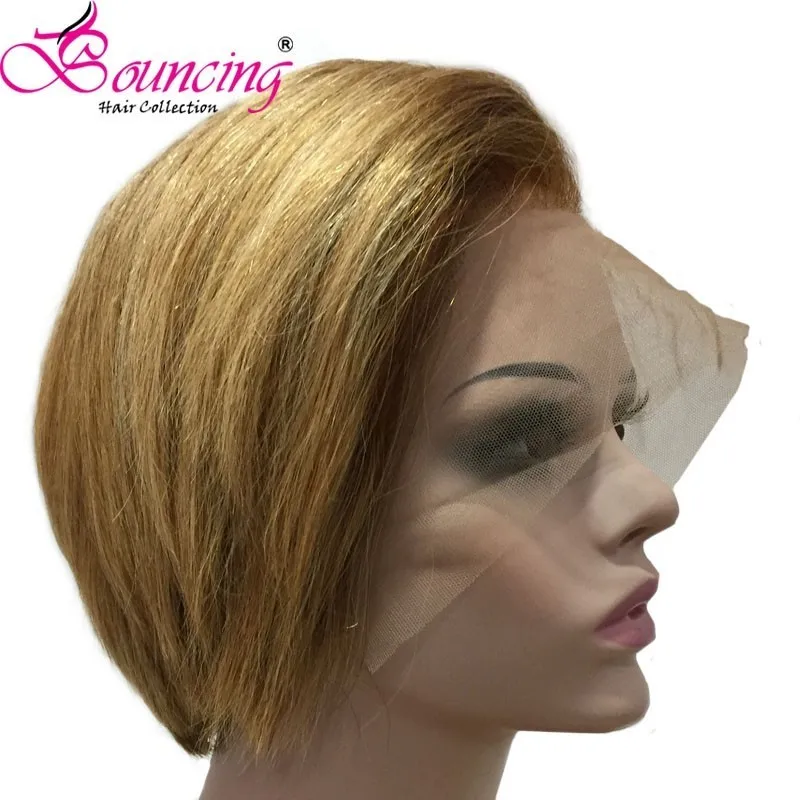 Bouncing Hair короткие стриженые парики из натуральных волос remy 150 плотность T4/27 цвет для женщин натуральные короткие парики