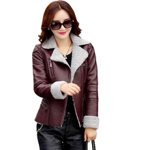 Осень зима женские корейские кожаные куртки искусственная кожа бархат толстые модные короткие пальто размера плюс XL-3XL женская одежда QH0681
