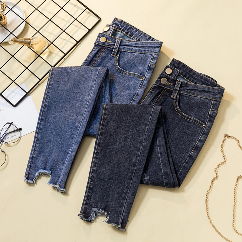 

Ripped Skinny Pencil Jeans Woman High Waist Stretch Blue Black Mom jeans Ladies Plus Size women jeans boyfriend jeans mujer