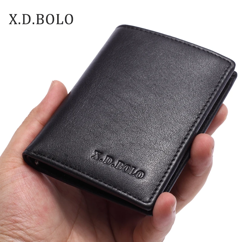 

BOLO Genuine Leather Men Wallets Coin Pocket Zipper Real Men's Leather Wallet with Coin High Quality Male Purse Card Holder