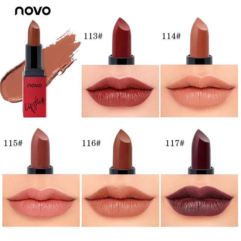 

NOVO Velvet Matte Nude Lipstick Waterproof Long Lasting Makeup Moisturizing Lip Gloss Make Up Women Beauty Cosmetic