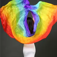 Индивидуальные шелковые вуали для танцев ручной брошен шарф шаль градиентной радужной расцветки 200 см 250 см 270 см для детей и взрослых Размеры