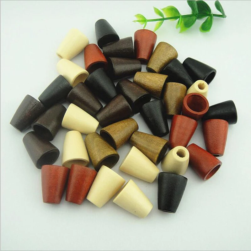 100 pcs/lot Wooden Conical Shape Cord End Jewelry Making Hat Jacket Accessory DIY Craft Supply 4 Colors 10x14x20 mm