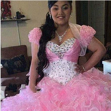 Vestidos para 15 anos 2020 rosa organza vestido de baile quinceanera vestidos de cristal em camadas doce 16 vestidos quinceanera