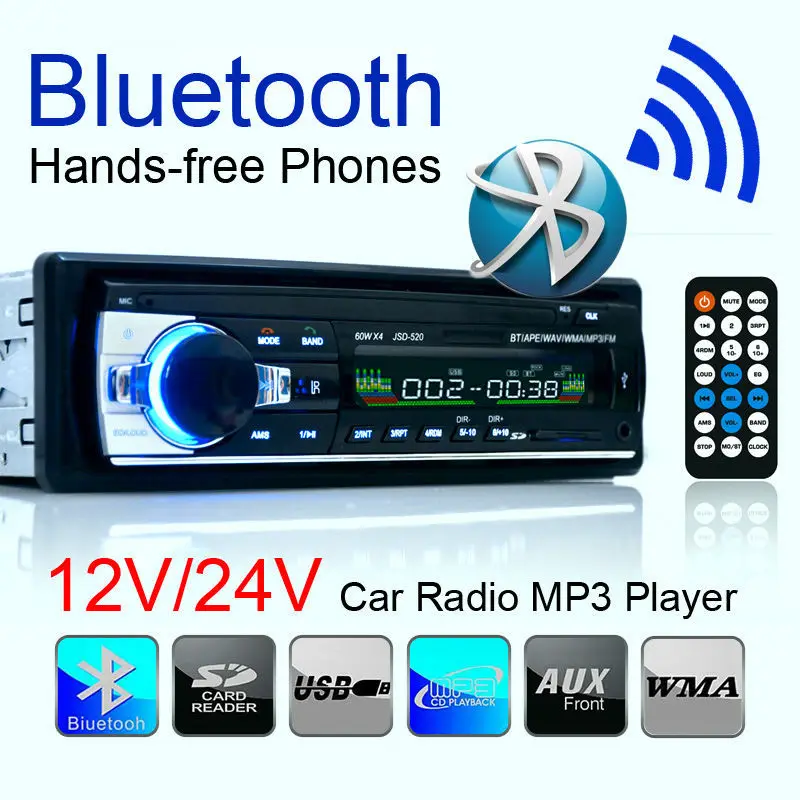 Car Radio Stereo Player Support Bluetooth Phone AUX MP3 FM/USB/remote