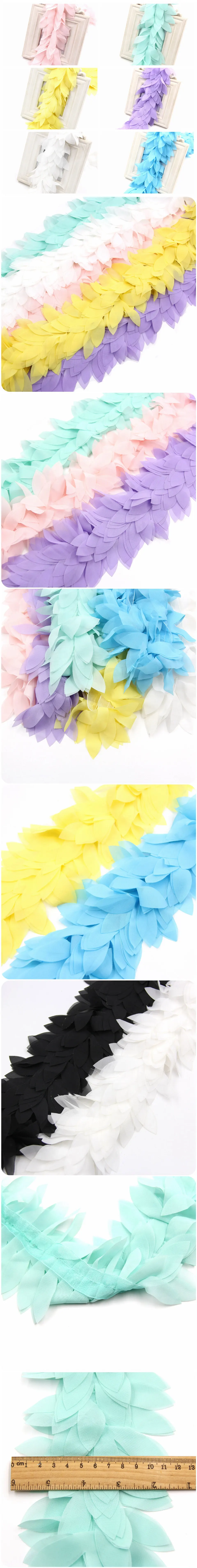 1Yard Lace Flower Chiffon Flowers Leaves Trim Lace Fabric Ribbon DIY Sewing Accessories&Home Wedding Party Decoration