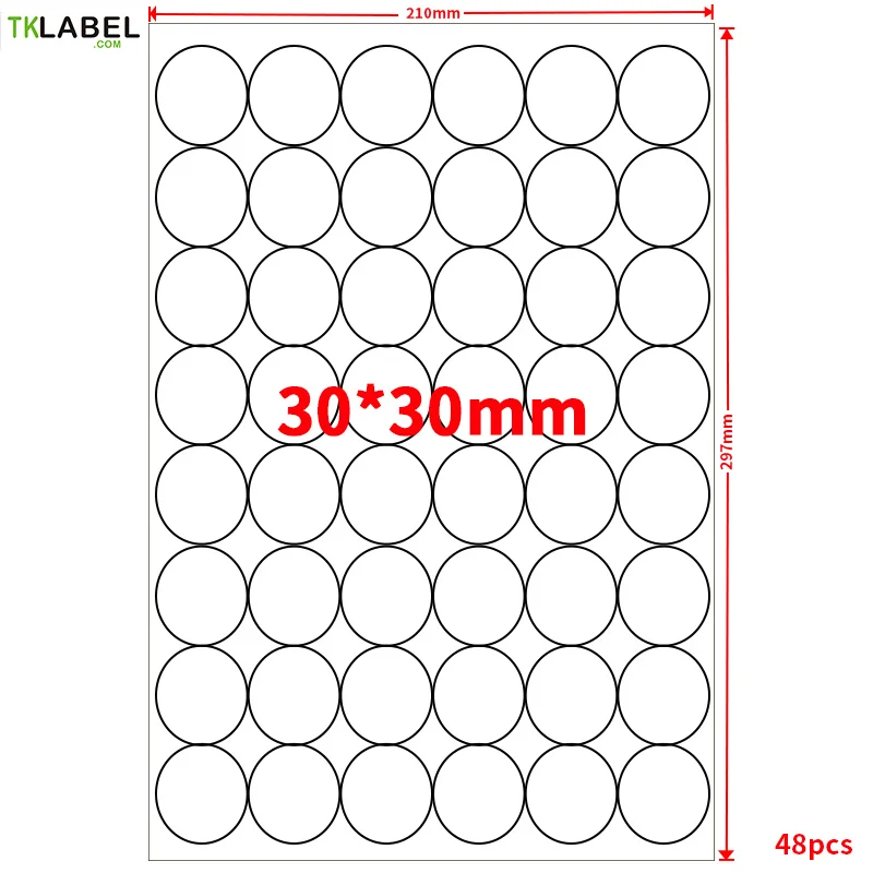 Redonda da Etiqueta Adesivas do Papel de Kraft para Impressoras do Laser Etiqueta Folhas Cortadas Branco Lustroso - Etiquetas Inkjet 20 a4 8 High Quality Material escolar e de escritório