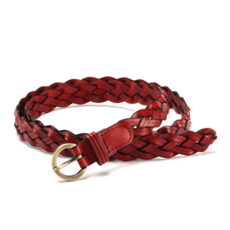 1Pc Womens Leather Dress Casual Weave Braided Belts Pin Buckle Waistband Strap BBB0359