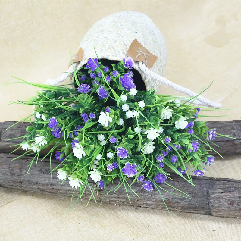 Flone Artificial Gypsophila Flower Plastic Bouquet Fake Flower With Vivid Grass Home Party Decoration Wedding Garden Decor Art (4)