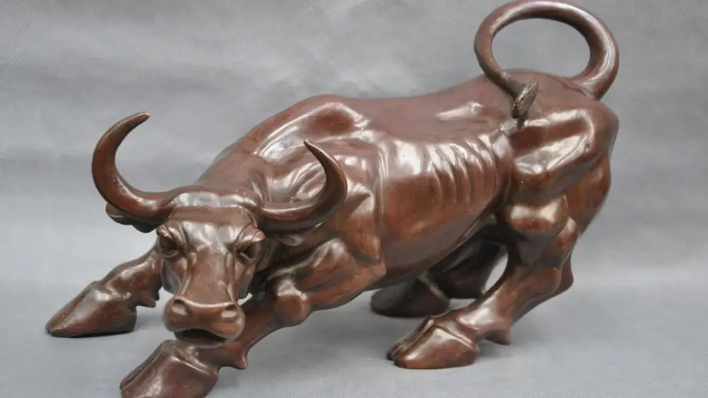 

16'' China Zodiac Bull Year OX Bring Wealth Bronze Statue