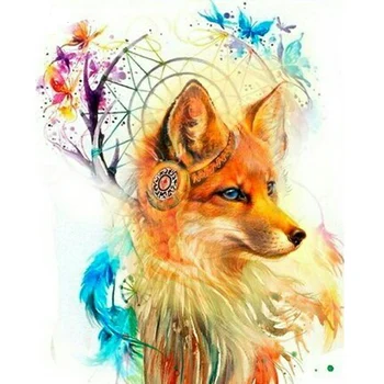 

Diy Diamond Painting Lovely Fox Cross Stitch Colorful Diamond Embroidery Animal Full square drill Rhinestone Home Decor Gifts