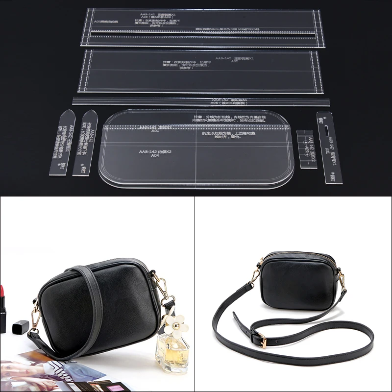 

Leather Goods Shoulder Bags Diagonal package Acrylic Templates Tools for Leather Craft Home Sewing Pattern 28cm*15cm*10cm