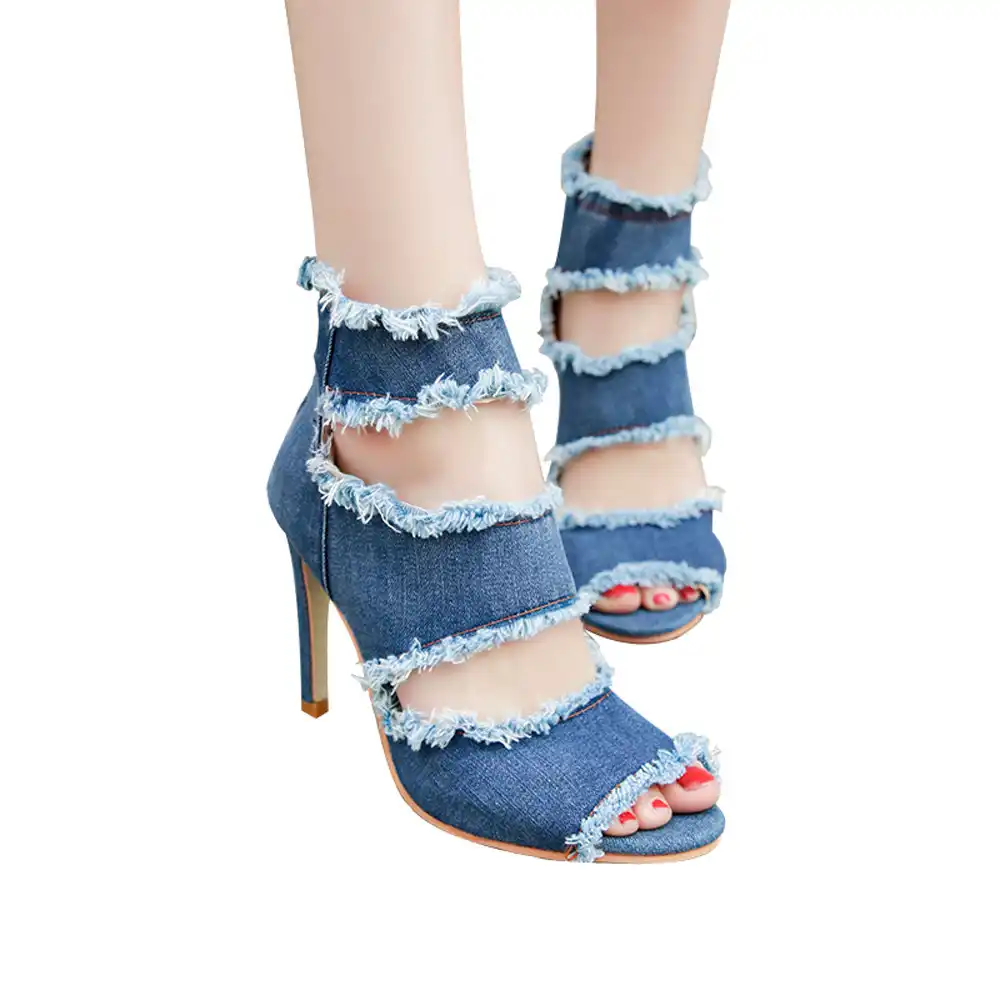 womens denim heels