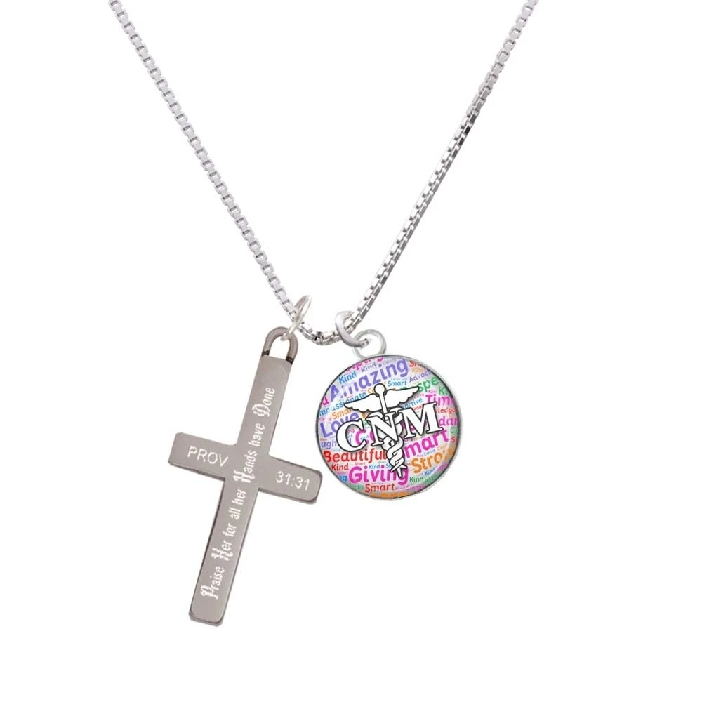 Domed Multi Color CNM - Praise Her - Cross Necklace