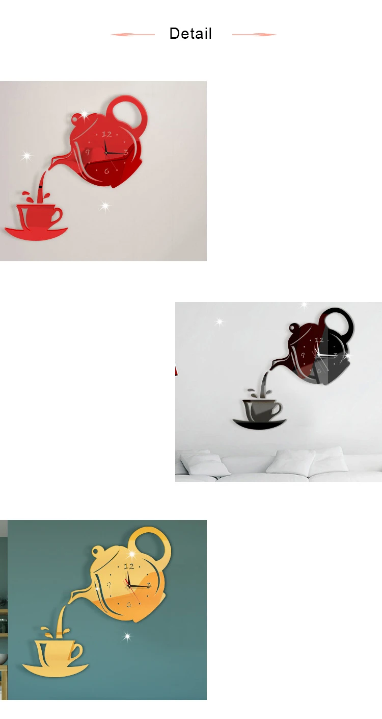 Креативные DIY акриловые кофейные чашки чайник 3D настенные часы декоративные кухонные настенные часы гостиная столовая домашний декор часы 039