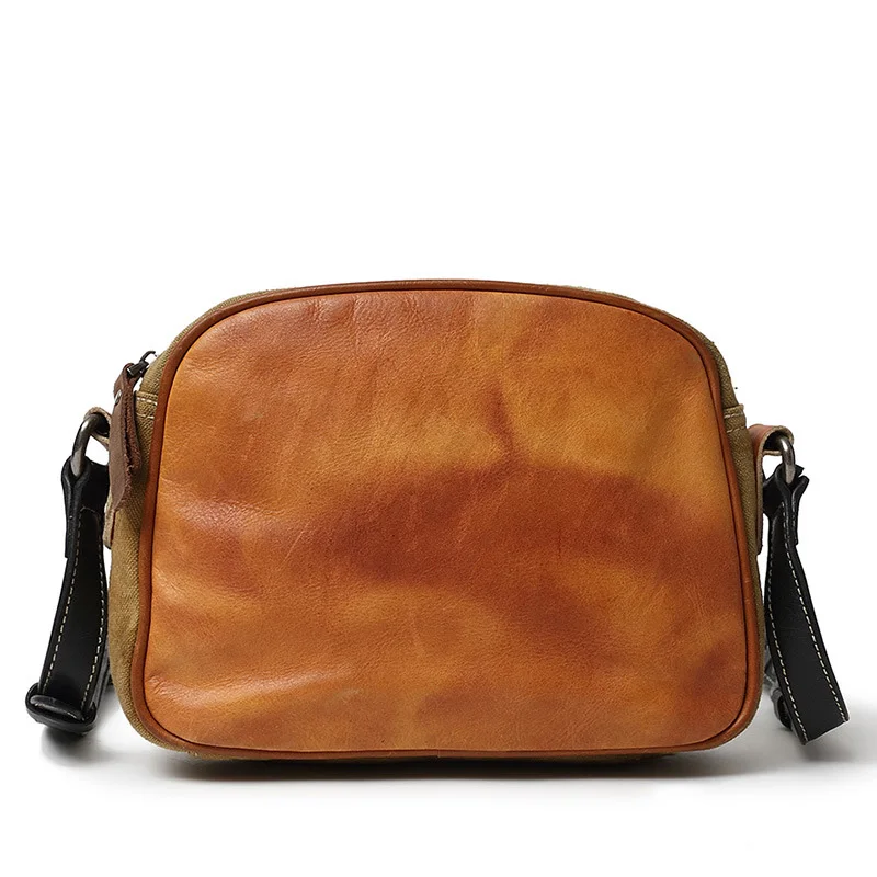 

Durable Canvas Leahter Women's Messenger Bag Small Lady Shoulder Bag