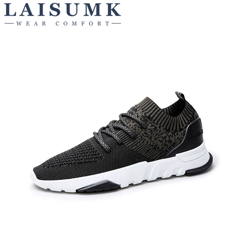

2019 LAISUMK New Fashion Black Men's Shoes Spring Breathable Gray Comfortable Casual Shoes Men's High Quality Gray Sneakers