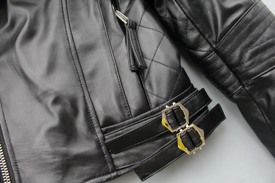 genuine sheepskin leather jacket with real big raccoon fur collar (17)