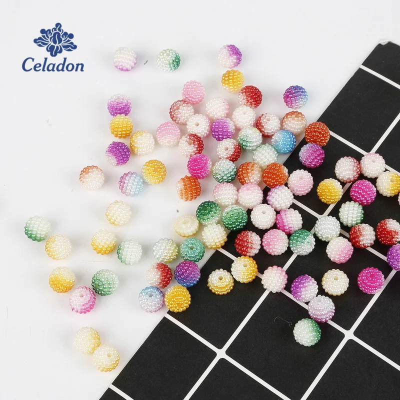 50pcs/lot 10mm Waxberry Beads Dual Color Plastic ABS Imitation Pearl Beads Round Acrylic Spacer Beads for DIY Jewelry Making