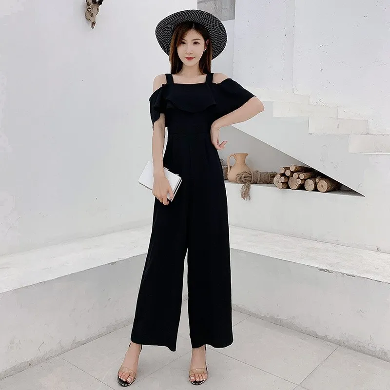 

Women Rompers Summer Long Pants Elegant Strap Woman Jumpsuits Casual 2019 Polka Dot Jumpsuit Off Shoulder Overalls