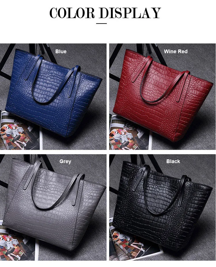 Брендовые Дизайнерские Большие сумки-шопперы для женщин в американском стиле из натуральной кожи, натуральная кожа, сумки на плечо, синие сумки из крокодиловой кожи