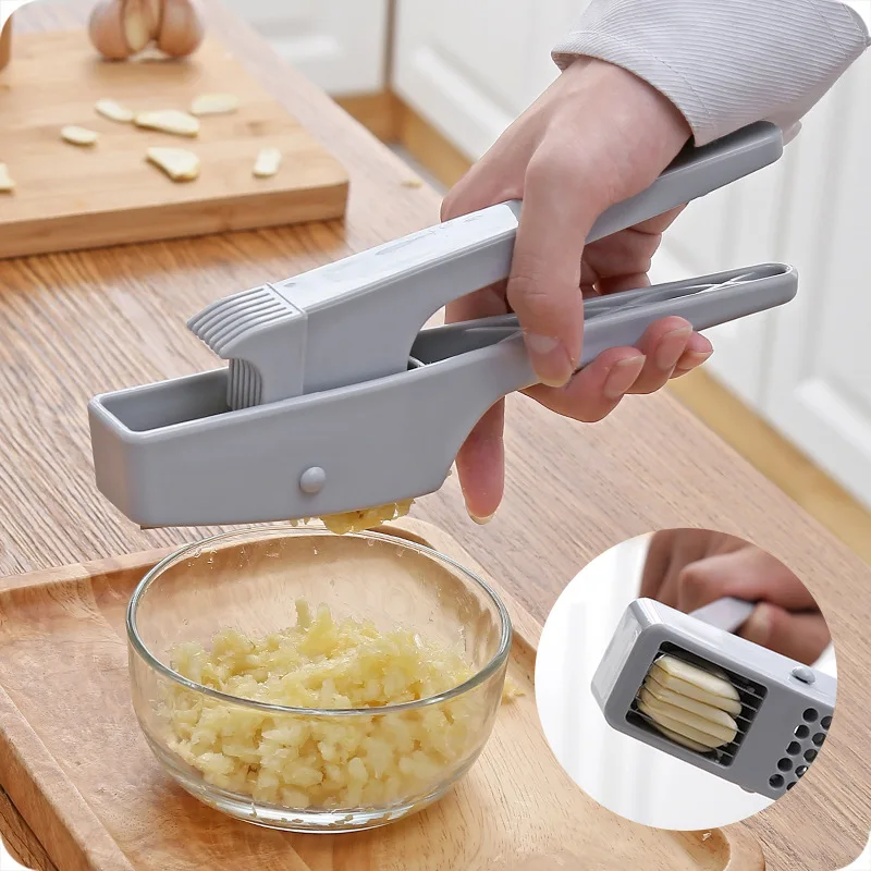 New 2 in 1 Garlic Presses Hand Press Garlic Ginger Presser Slicer