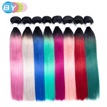 

BY Hair Pre-Colored Human Hair Bundles 10 to 18 Inch Non-Remy Brazilian Straight Hair Weaves Extension 8 Color Choice