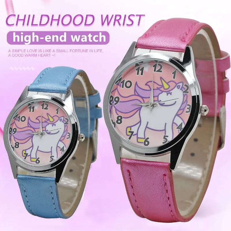 

High-end good quality children watches cartoon unicorn kid girl boy waterproof sports leather quartz watch baby birthday present