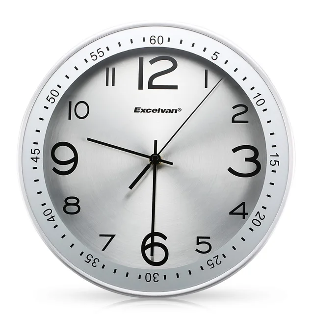 Excelvan 12" Large Silent Wall Clock Quiet Sweep Movement Round Metal Clocks No ticking HD Glass