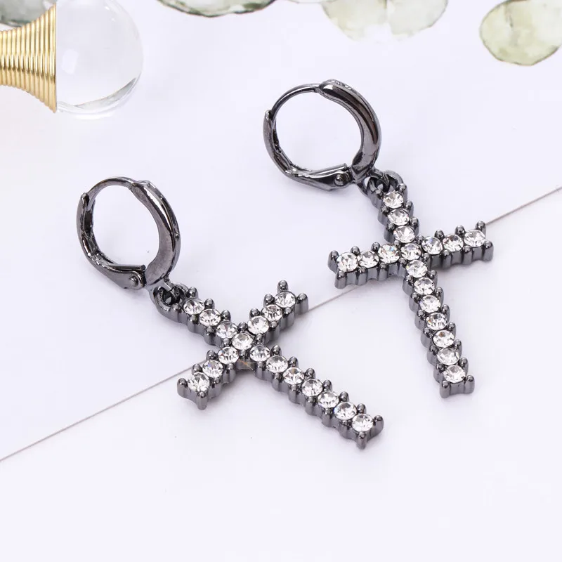 Женские серьги кольца 3 цвета модные стразы крест|fashion hoop earrings|hoop earringswomen earrings |
