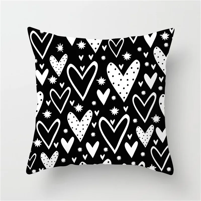 Fuwatacchi белый и черный геометрический чехол для подушки с сердечком, плетеная полосатая наволочка для подушки, дивана, домашние декоративные подушки для стульев 45*45 см - Цвет: PC03861