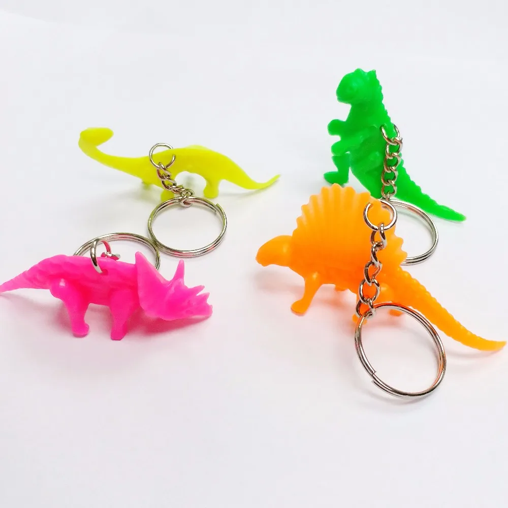 

12X Colorful Dinosaurs Key chain rings Boys Kids Birthday Party Favors Favour Pinata Bag Filler Goody Gag Loot Cake Topper Gift