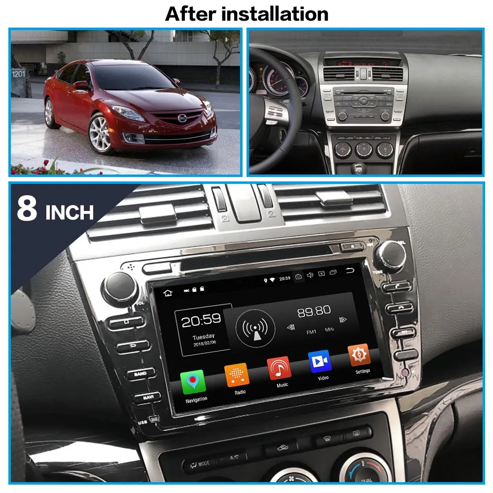 Excellent Android 9.0 Car DVD Player GPS Navigation Radio Stereo For Mazda 6 Atenza 2008-2012 HD Satnav multimedia CD radio 1