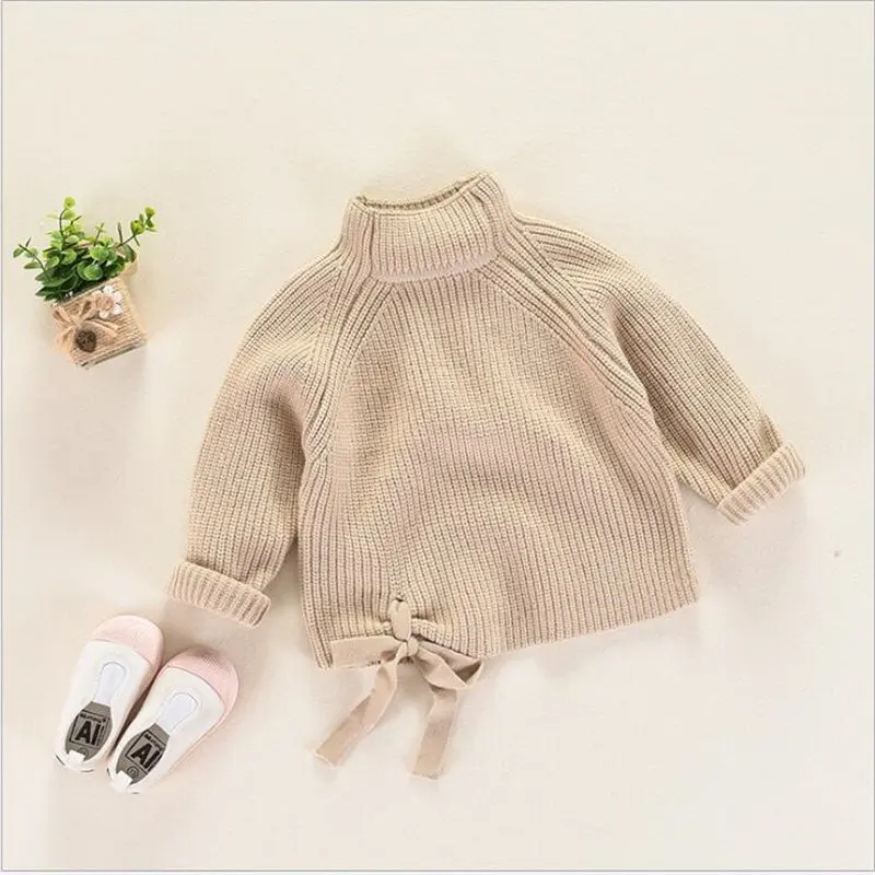 HziriP Детские новые осенние зимний свитер удобные с длинным рукавом, одежда для девочек 2 цвета хлопковые пуловеры лук